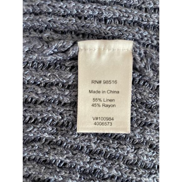 Upcylce Boho Sweater Womens M Blue Patchwork Lagenlook Cardigan Linen Knit - Picture 7 of 11